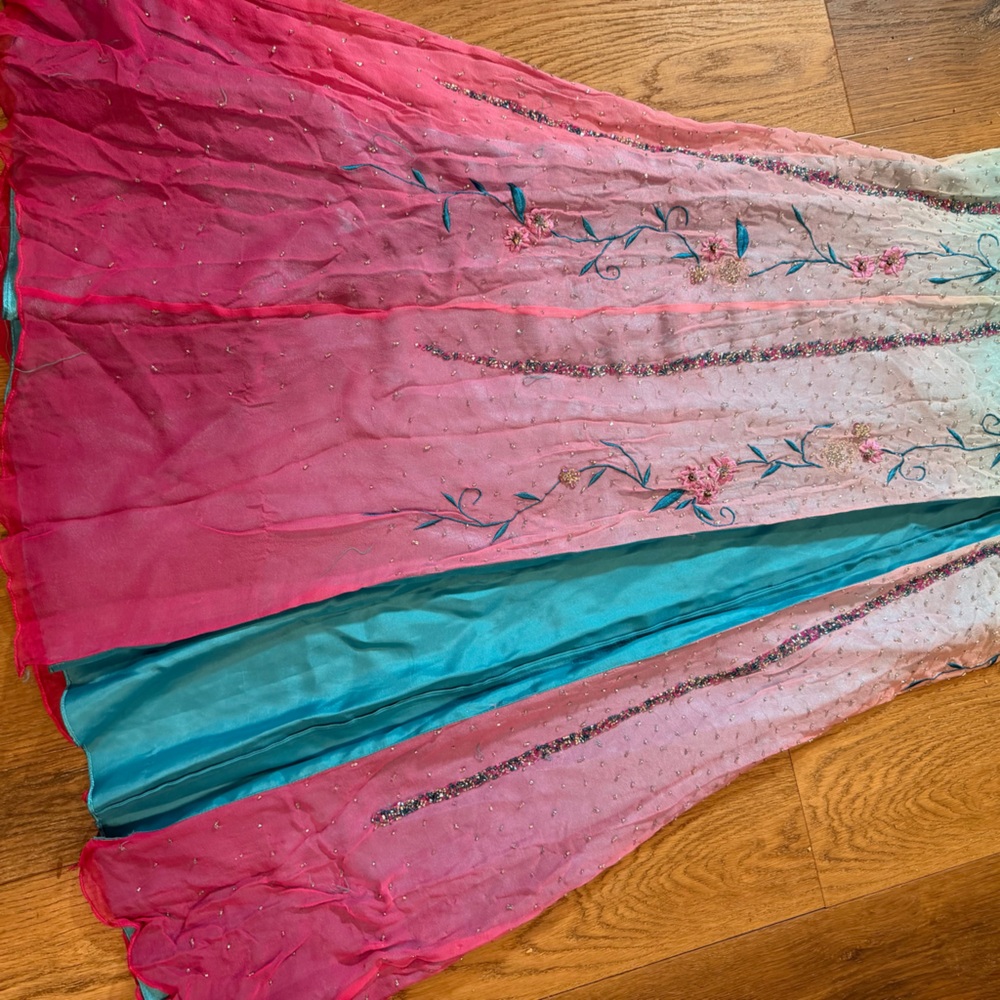 Vintage Y2K 100% Silk Beaded Dress Vintage Beaded Dress Silk Dairy Ombré Rainbow - Picture 6 of 17